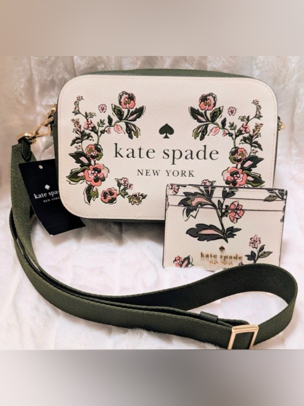 Kate Spade New York Madison Camera Bag Meringue Multi floral w/card holder $378